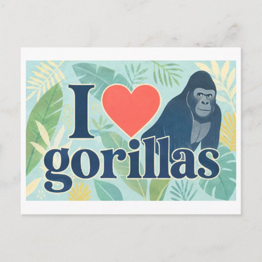 Carte Postale "J'[Aime] les Gorilles" (Devant)