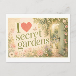 Carte Postale "J'[Aime] Les Jardins Secrets"