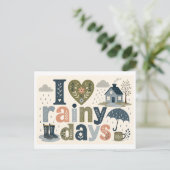 Carte Postale "J'[Aime] les Jours de Pluie" (Debout devant)