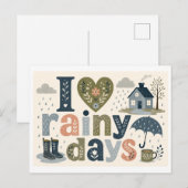 Carte Postale "J'[Aime] les Jours de Pluie" (Devant / Derrière)