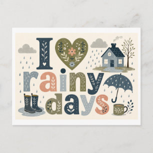 Carte Postale "J'[Aime] les Jours de Pluie"