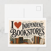 Carte Postale "J'[Aime] Les Librairies Indépendantes" (Devant / Derrière)