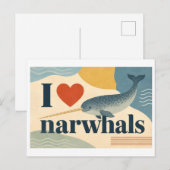 Carte Postale "J'[Aime] les narvals" (Devant / Derrière)