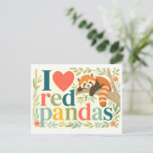 Carte Postale "J'[Aime] les Pandas Rouges" (Debout devant)
