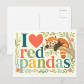 Carte Postale "J'[Aime] les Pandas Rouges" (Devant / Derrière)