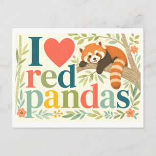 Carte Postale "J'[Aime] les Pandas Rouges"