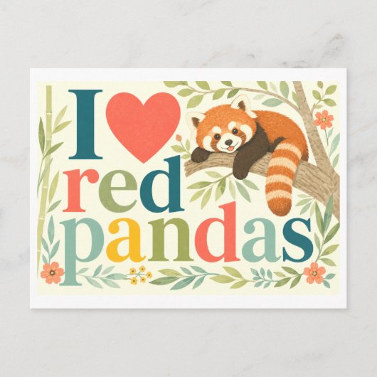 Carte Postale "J'[Aime] les Pandas Rouges" (Devant)