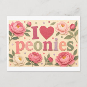 Carte Postale "J'[aime] les pivoines"