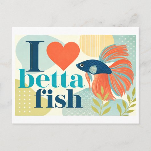 Carte Postale "J'[aime] les poissons Betta" (Devant)