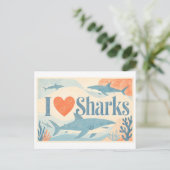 Carte Postale "J'[Aime] Les Requins" (Debout devant)
