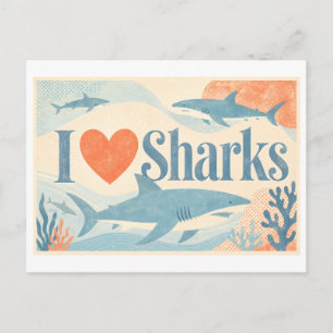 Carte Postale "J'[Aime] Les Requins"