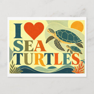 Carte Postale "J'[aime] les tortues marines"