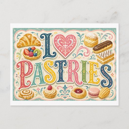 Carte Postale "J'[Aime] Pâtisseries" (Devant)