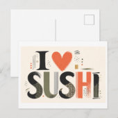 Carte Postale "J'[Aime] Sushi" (Devant / Derrière)