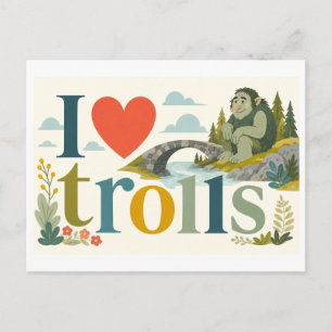 Carte Postale "J'[Aime] Trolls"