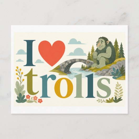 Carte Postale "J'[Aime] Trolls" (Devant)