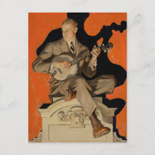Carte Postale J.C. Leyendecker Joueur de banjo 1920 Art déco Art