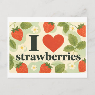 Carte Postale "J'[Cœur] Les Fraises"