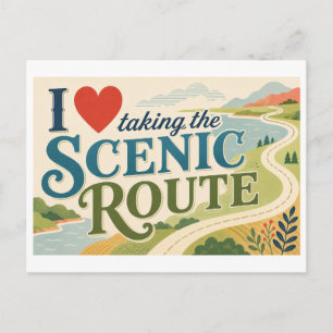 Carte Postale "J'[Cœur] Prends la Route Touristique"