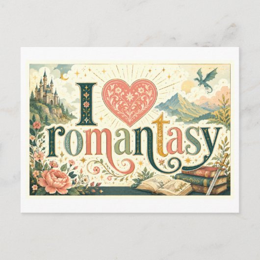 Carte Postale "J'[Cœur] Romantasy" (Devant)