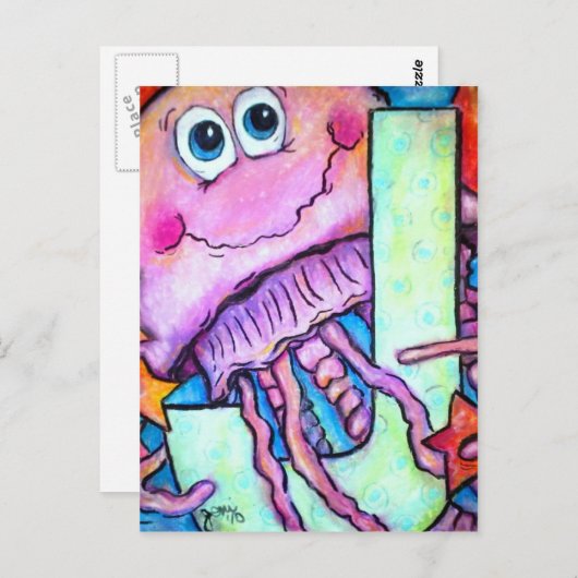 Carte Postale J est pour la méduse (Devant / Derrière)