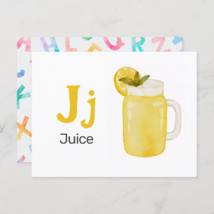 Carte Postale J est pour le jus - Alphabet Flash Card