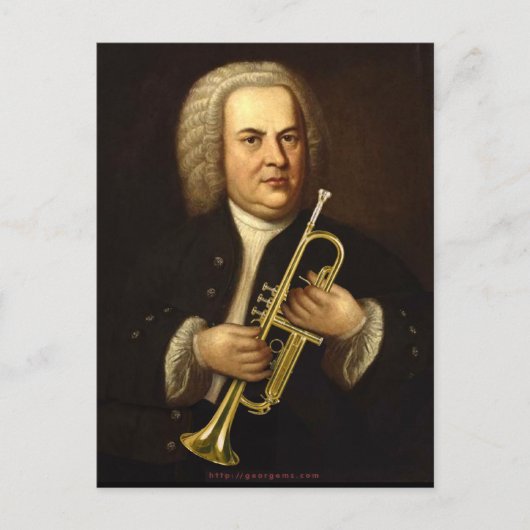 Carte Postale J.S. Bach avec trompette (Devant)