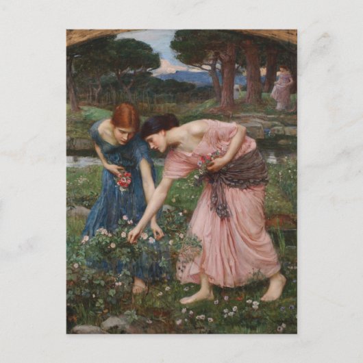 Carte Postale J.W. Waterhouse Gather Ye Rosebuds (Devant)