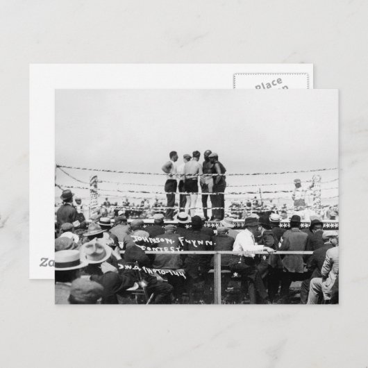 Carte Postale Jack Johnson vs. Fireman Jim Flynn Boxing : 1912 (Devant / Derrière)