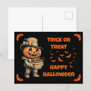 Carte Postale Jack-o'-lantern avec bonbon