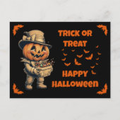 Carte Postale Jack-o'-lantern avec bonbon (Devant)