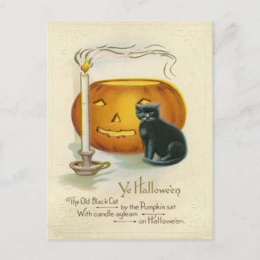 Carte Postale Jack O Lantern Black Cat Candle (Devant)