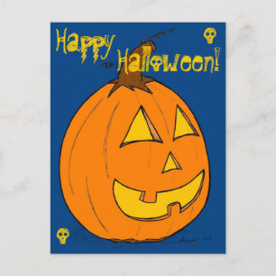 Carte postale Jack o' Lantern Blue "Happy Hallowee