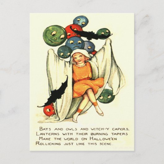 Carte Postale Jack-o'-lantern Citrouille Fille Fantôme (Devant)