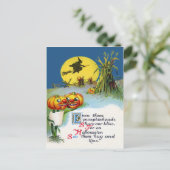 Carte Postale Jack-o'-lantern Citrouille Witch Pleine lune Hayst (Debout devant)