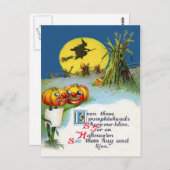 Carte Postale Jack-o'-lantern Citrouille Witch Pleine lune Hayst (Devant / Derrière)
