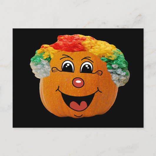 Carte Postale Jack o' Lantern Clown Face, Citrouille d'Halloween (Devant)