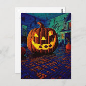 Carte Postale Jack-o'-lantern éffrayant de 8 bits (Devant / Derrière)