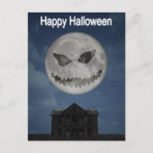 Carte Postale Jack-o'-lantern effrayant Lune d'Halloween (Devant)