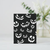 Carte Postale Jack-o'-lantern face Citrouille noir et blanc (Debout devant)