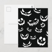 Carte Postale Jack-o'-lantern face Citrouille noir et blanc (Devant / Derrière)