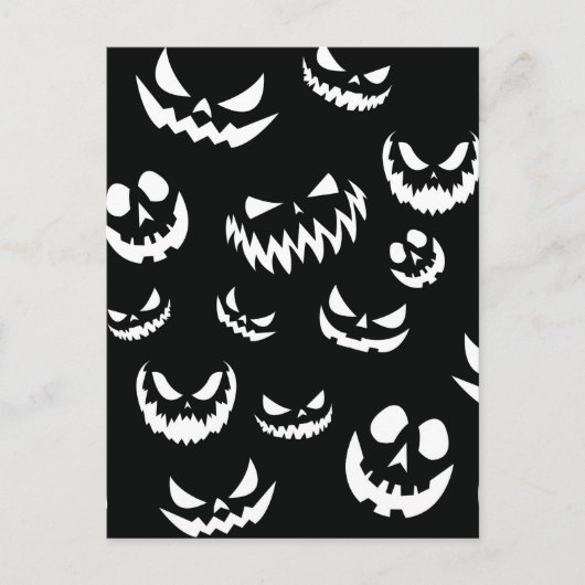 Carte Postale Jack-o'-lantern face Citrouille noir et blanc (Devant)