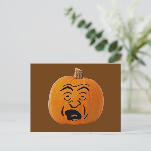 Carte Postale Jack o' Lantern face effrayé, Citrouille d'Hallowe (Debout devant)