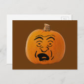 Carte Postale Jack o' Lantern face effrayé, Citrouille d'Hallowe (Devant / Derrière)