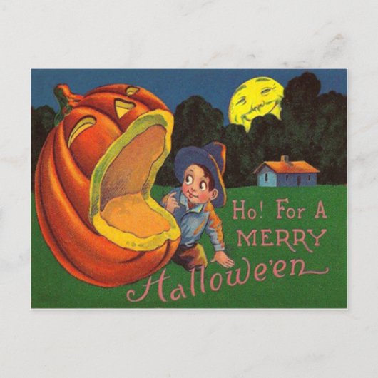 Carte Postale Jack-o'-lantern Homme Dans Le Petit Lune (Devant)