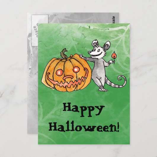 Carte postale Jack-o-Lantern Opossum (Devant / Derrière)