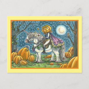 CARTE POSTALE JACK-O'-LANTERN PRINCE SUR SON UNICORN MAGIQUE