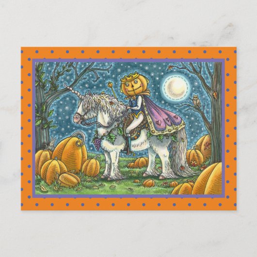 CARTE POSTALE JACK-O'-LANTERN PRINCE SUR SON UNICORN MAGIQUE (Devant)