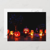 Carte Postale Jack-O Lanterns À La Nuit Effrayant Halloween (Devant / Derrière)