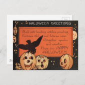 Carte Postale Jack O'Lantern Citrouille Owl Stars (Devant / Derrière)